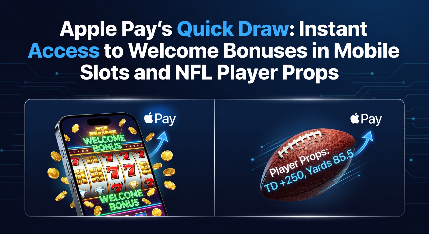 Apple Pay interface op een smartphone met een mobiel slotspel en NFL weddenschap in actie