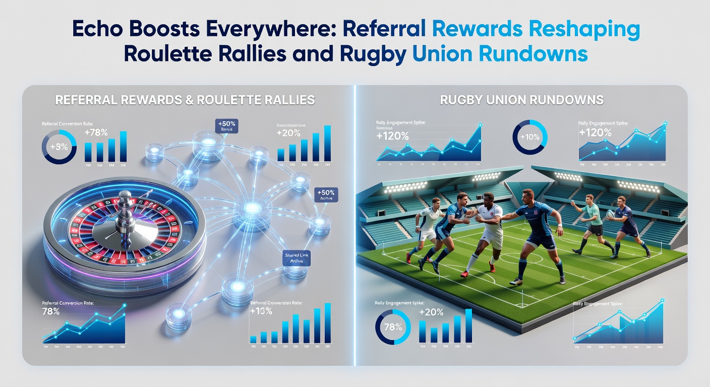 Rugby union spelers in actie tijdens een scrum, met overlay van verwijzingsbonus icons en roulette wielen