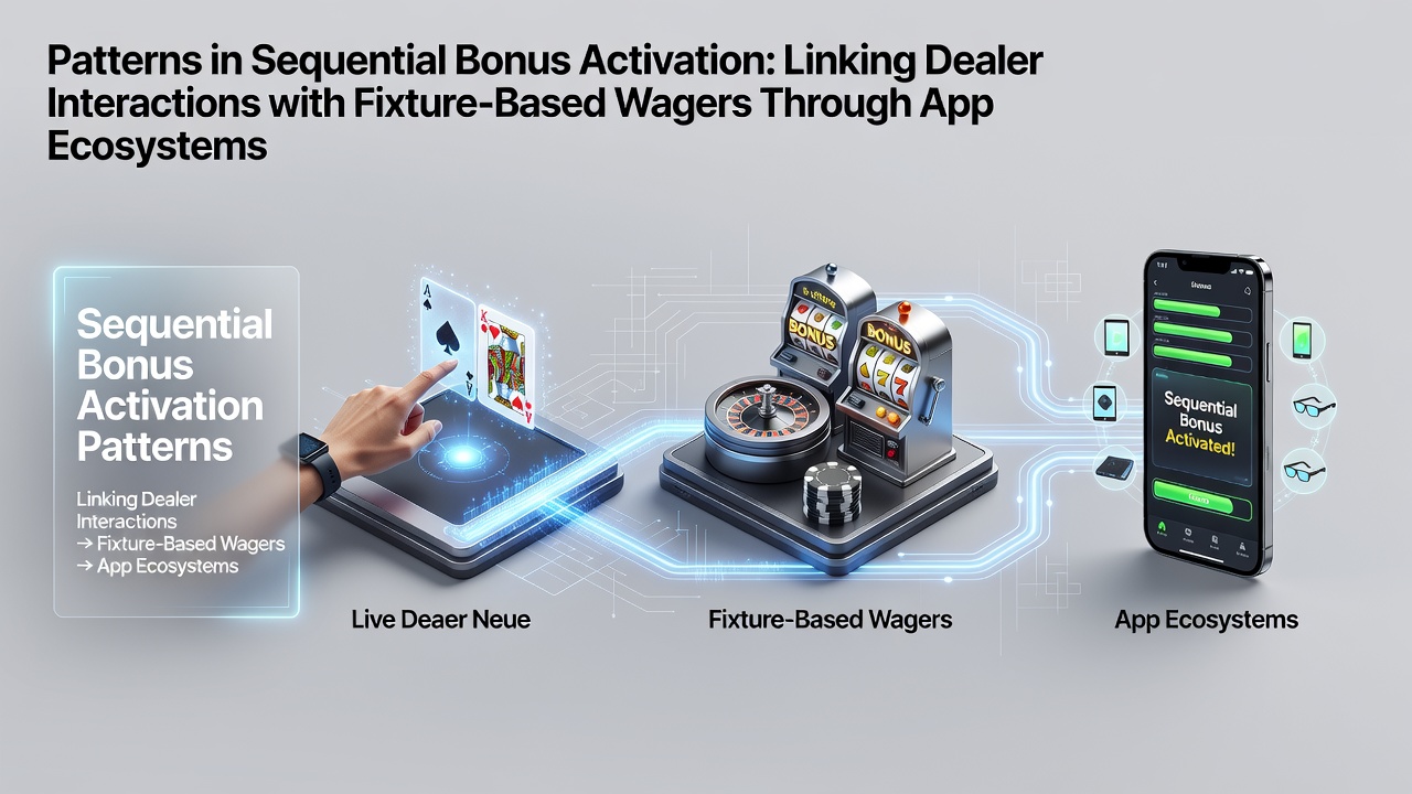Illustratie van sequentiële bonusactivering die dealerinteracties koppelt aan fixture-wedden in mobiele apps