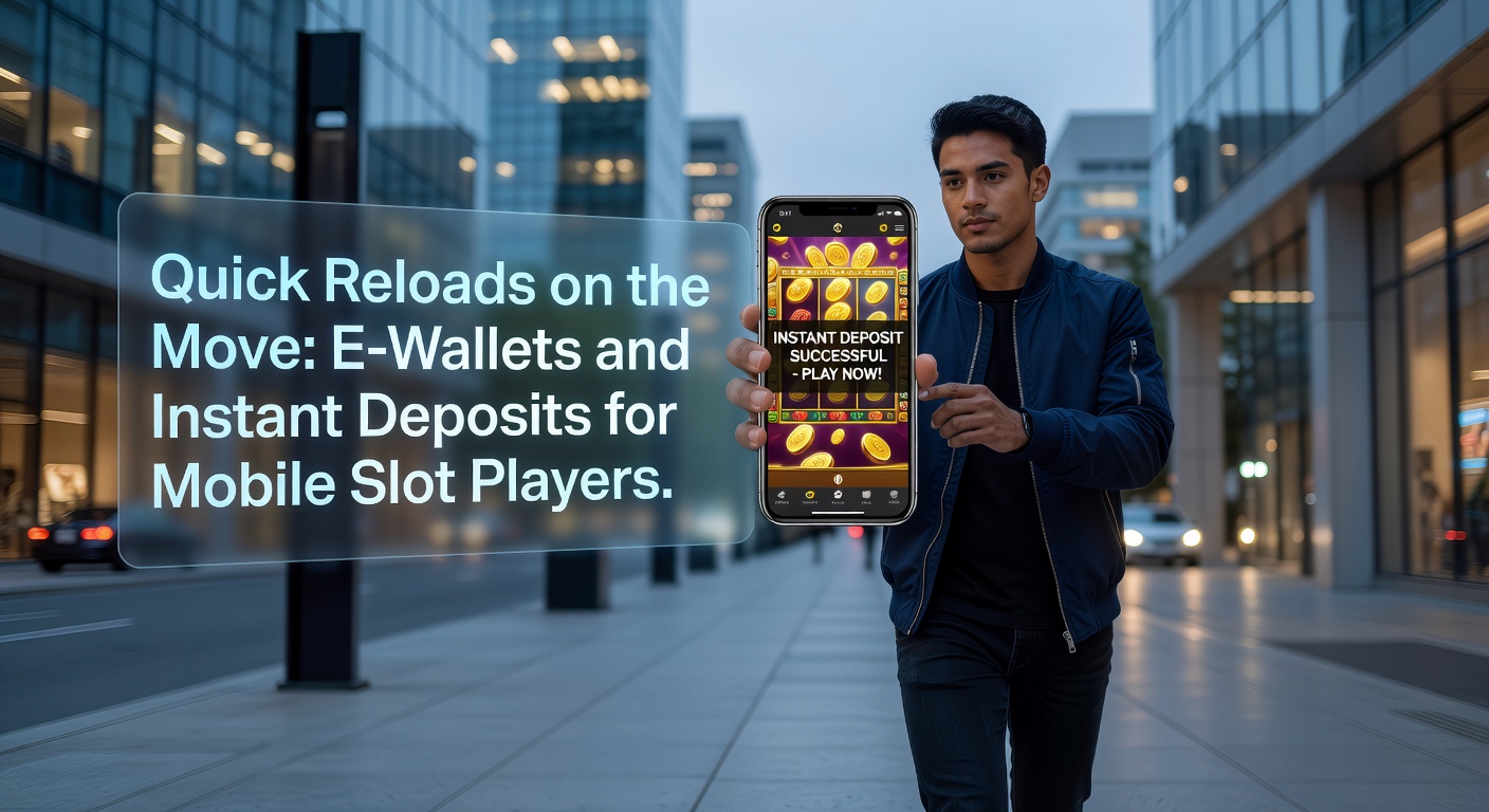 Mobiele speler die onderweg een slotmachine herlaadt via e-wallet op smartphone