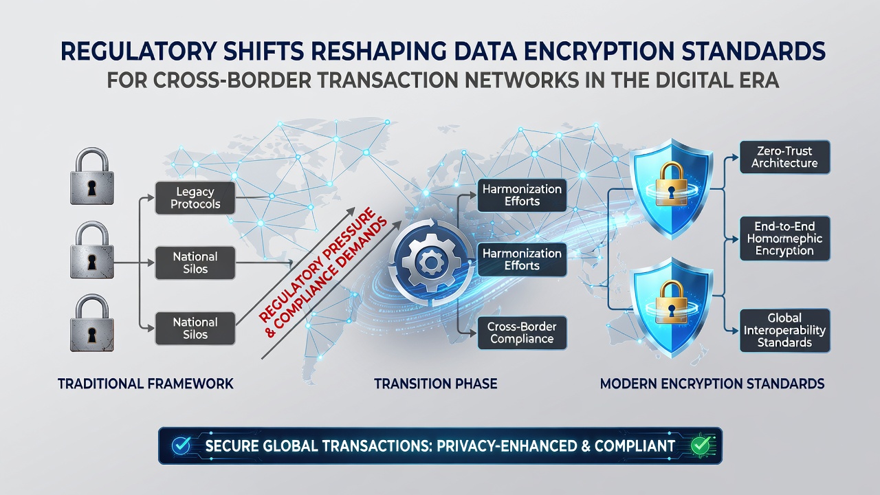 Diagram van beveiligde dataroutes en encryptie updates voor entertainment transacties