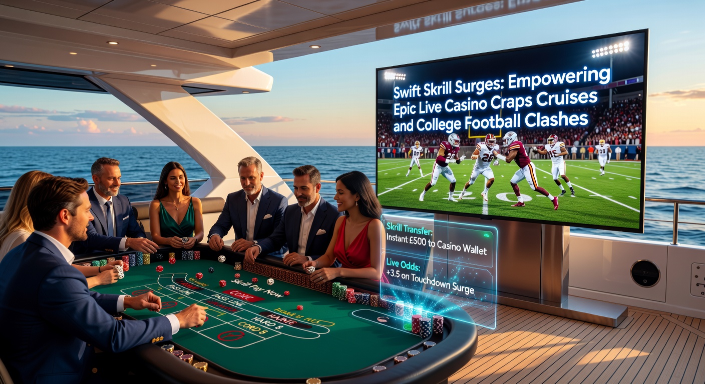 Spannende college football wedstrijd met overlay van Skrill transactie en live odds op een smartphone