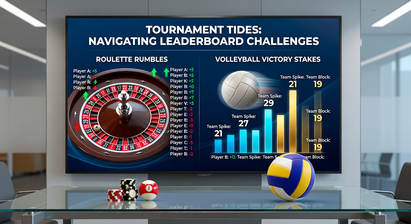 Dynamisch leiderbord in een Roulette Rumble-toernooi met spelers die strijden om de topposities