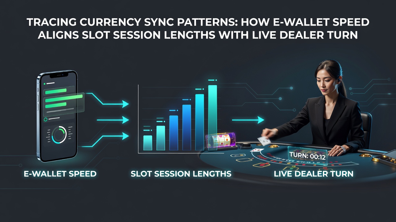 Grafiek die e-wallet transactiesnelheden vergelijkt met sessielengtes in slots en live dealer games over apparaten