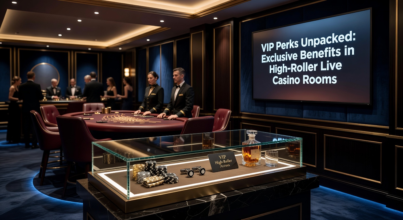 High-roller spelers aan een exclusieve live blackjack-tafel in een VIP-kamer met kristallen kroonluchters en persoonlijke dealers