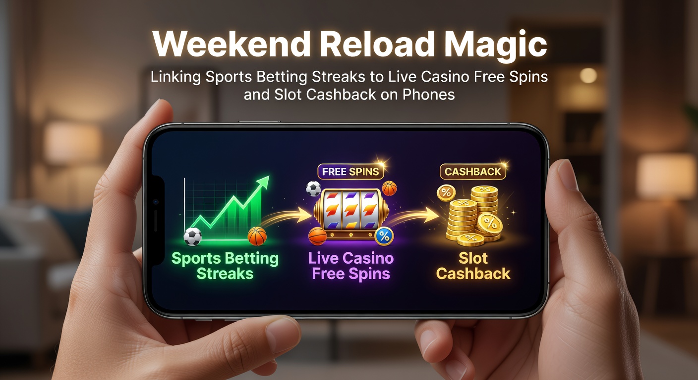 Mobiele telefoon met sportweddenschappen streak en live casino free spins actie in actie, weekend reload bonus zichtbaar op scherm